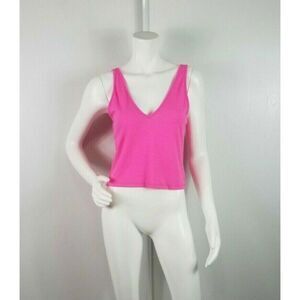 Love Fire Women's Sleeveless V Neck Ribbed Tank Top In Pink Size L fits AS M
